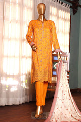 Aashkar By HZ Stitched 3 Piece Printed & Emb Lawn Vol-02 Collection'2024-PEL-409-Mustard