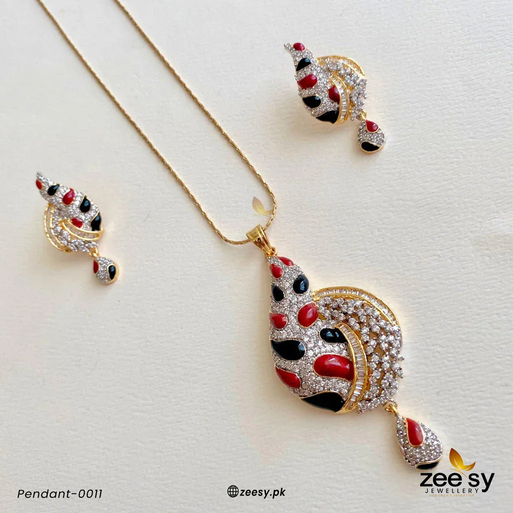 PENDANT-0011 Red-Black - Zeesy Jewellery