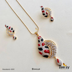PENDANT-0011 Red-Black - Zeesy Jewellery