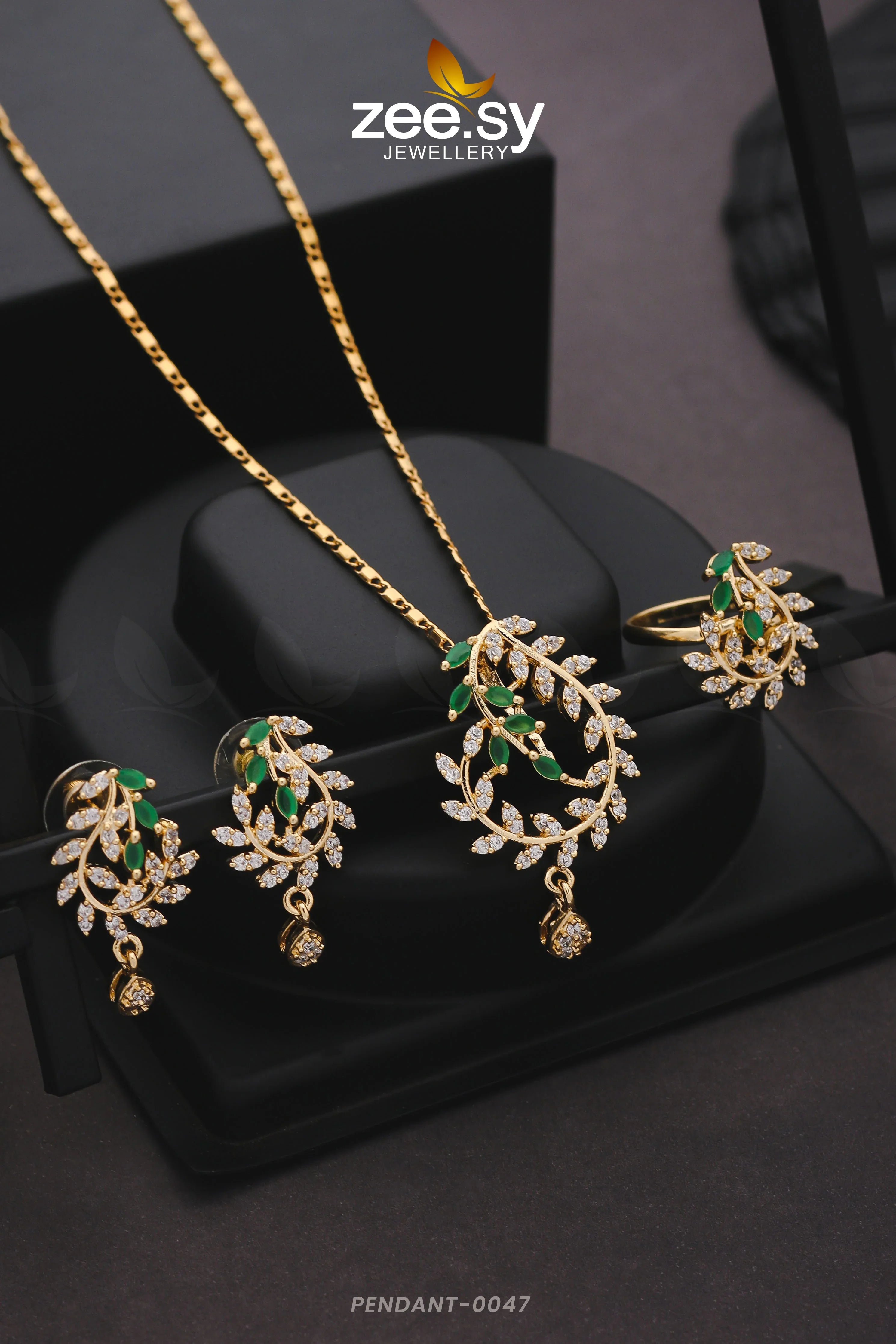 PENDANT-0047 Golden Green - Zeesy Jewellery