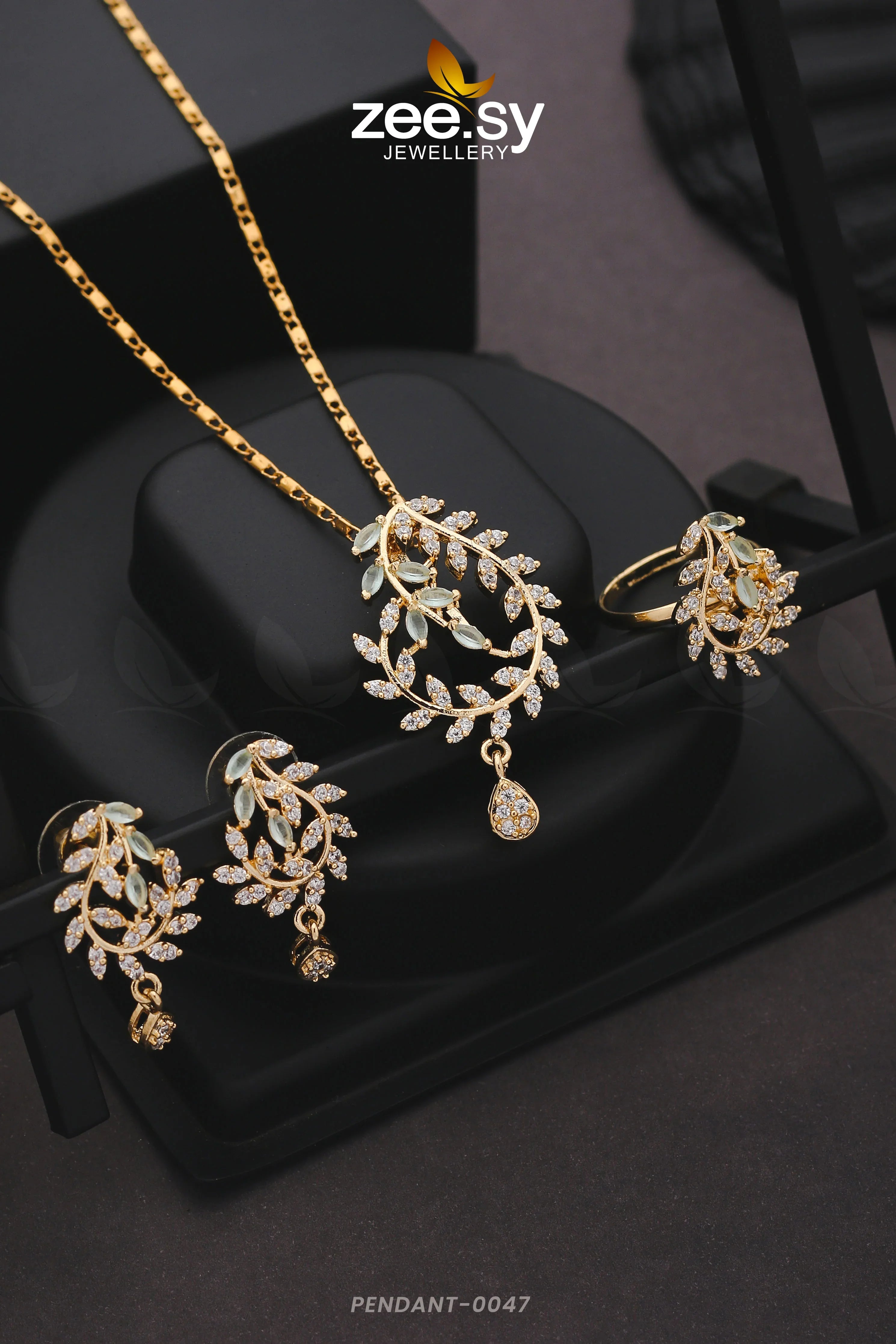 PENDANT-0047 Golden Mint Green - Zeesy Jewellery