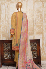 HZ Premium Unstitched 3 Piece Festive Digital Printed Emb Lawn Suit-PFC-777