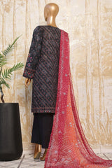 HZ Premium Unstitched 3 Piece Festive Digital Printed Emb Lawn Suit-PFC-780