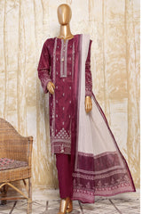 HZ Premium Unstitched 3 Piece Festive Digital Printed Emb Lawn Collection'2024-PFC-781