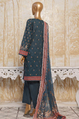 HZ Premium Unstitched 3 Piece Festive Digital Printed Emb Lawn Suit-PFC-782