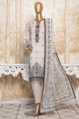 HZ Premium Unstitched 3 Piece Festive Digital Printed Emb Lawn Suit-PFC-784
