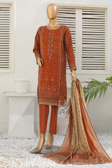 Hz Platinum Guldozi Unstitched 3 Piece Emb Lawn Suit-PGE-146