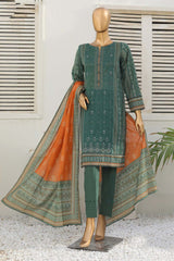 Hz Platinum Guldozi Unstitched 3 Piece Emb Lawn Suit-PGE-148