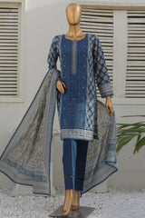 Hz Platinum Guldozi Unstitched 3 Piece Emb Lawn Suit-PGE-153