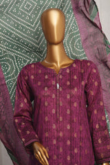Damask by Hz Stitched 3 Piece Digital Printed Jacquard Suit-PJL-702-Purple