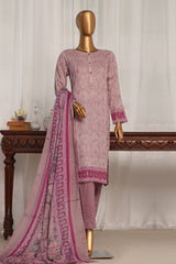 Damask by Hz Stitched 3 Piece Digital Printed Jacquard Suit-PJL-704-Pink