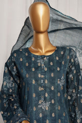 Damask by Hz Stitched 3 Piece Digital Printed Jacquard Suit-PJL-707-Teal