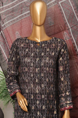 Damask by Hz Stitched 3 Piece Digital Printed Jacquard Suit-PJL-708-Black