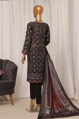 Damask by Hz Stitched 3 Piece Digital Printed Jacquard Suit-PJL-708-Black
