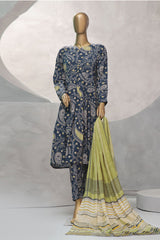 Florence Wintry By HZ Stitched 3 Piece Printed Linen Suit-PLC-902