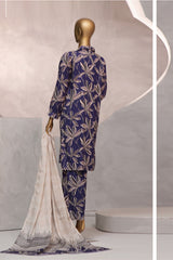 Florence Wintry By HZ Stitched 3 Piece Printed Linen Suit-PLC-907