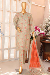 Meenakari by Hz Unstitched 3 Piece Premium Emb Suit-PMK-169