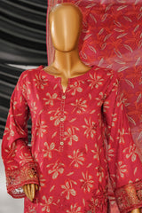 Intermix Thread & Needle By HZ Stitched 3 Piece Emb Cambric Suit-POEL-3P-009-Maroon