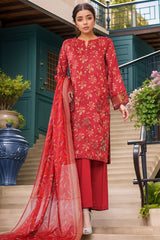 Intermix Thread & Needle By HZ Stitched 3 Piece Emb Cambric Suit-POEL-3P-009-Maroon