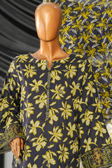 Intermix Thread & Needle By HZ Stitched 3 Piece Emb Cambric Suit-POEL-3P-009-Navy Blue
