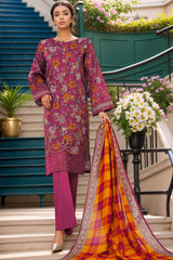 Intermix Thread & Needle By HZ Stitched 3 Piece Emb Cambric Suit-POEL-3P-011-Magenta