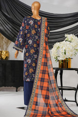 Intermix Thread & Needle By HZ Stitched 3 Piece Emb Cambric Collection'2025-POEL-3P-011-Navy Blue