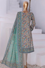 HZ Platinum Unstitched 3 Piece Digital Printed Lawn Suit-PPC-02