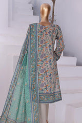 Hz Platinum Unstitched 3 Piece Digital Printed Lawn Suit-PPC-02