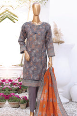 Hz Platinum Unstitched 3 Piece Digital Printed Lawn Suit-PPC-03