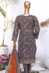 Hz Platinum Unstitched 3 Piece Digital Printed Lawn Suit-PPC-03