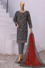 Hz Platinum Unstitched 3 Piece Digital Printed Lawn Suit-PPC-04