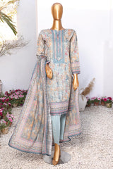 Hz Platinum Unstitched 3 Piece Digital Printed Lawn Suit-PPC-05