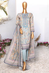 HZ Platinum Unstitched 3 Piece Digital Printed Lawn Suit-PPC-05