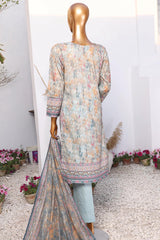 Hz Platinum Unstitched 3 Piece Digital Printed Lawn Suit-PPC-05