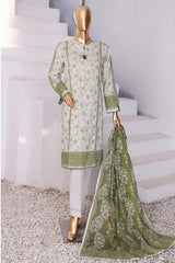 Hz Platinum Unstitched 3 Piece Digital Printed Lawn Suit-PPC-06