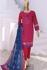 HZ Platinum Unstitched 3 Piece Digital Printed Lawn Suit-PPC-07