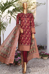 Hz Platinum Unstitched 3 Piece Digital Printed Lawn Suit-PPC-08