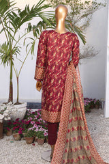 HZ Platinum Unstitched 3 Piece Digital Printed Lawn Suit-PPC-08