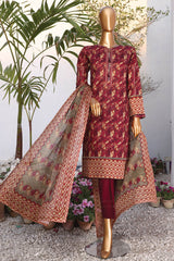 HZ Platinum Unstitched 3 Piece Digital Printed Lawn Suit-PPC-08