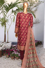 Hz Platinum Unstitched 3 Piece Digital Printed Lawn Suit-PPC-08
