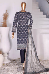 HZ Platinum Unstitched 3 Piece Digital Printed Lawn Suit-PPC-09