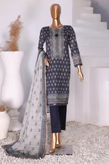 HZ Platinum Unstitched 3 Piece Digital Printed Lawn Suit-PPC-09