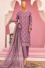 HZ Platinum Unstitched 3 Piece Digital Printed Lawn Suit-PPC-73