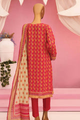 HZ Platinum Unstitched 3 Piece Digital Printed Lawn Suit-PPC-75