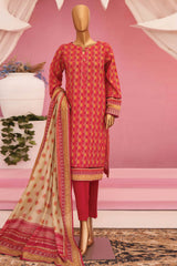 HZ Platinum Unstitched 3 Piece Digital Printed Lawn Suit-PPC-75