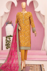 HZ Platinum Unstitched 3 Piece Digital Printed Lawn Suit-PPC-80
