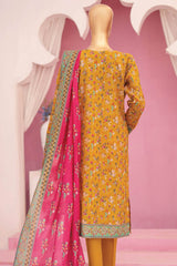 HZ Platinum Unstitched 3 Piece Digital Printed Lawn Suit-PPC-80