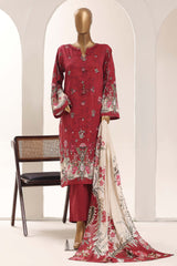 Sada Bahar Stitched 3 Piece Printed Lawn Vol-12 Suit-PR-1175-MAHROON