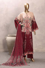 Sada Bahar Stitched 3 Piece Mid Summer Cotton Kaftan Suit-PR-1286-MAROON