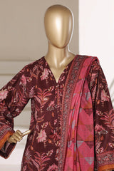 Sada Bahar Stitched 3 Piece Printed Lawn Vol-01 Suit-PR-4496 BROWN